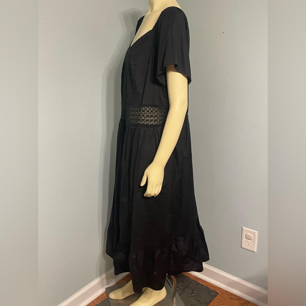 TORRID BNWT 3X(22-24) Midi Poplin Sheer Waist Tie Back Dress - Picture 3 of 7